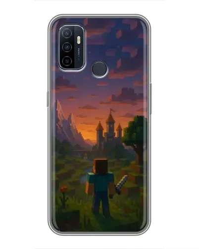 Чехол для OPPO A53 с картинкой «Стив у башни» Чехол для OPPO A53 с картинкой «Стив у башни»