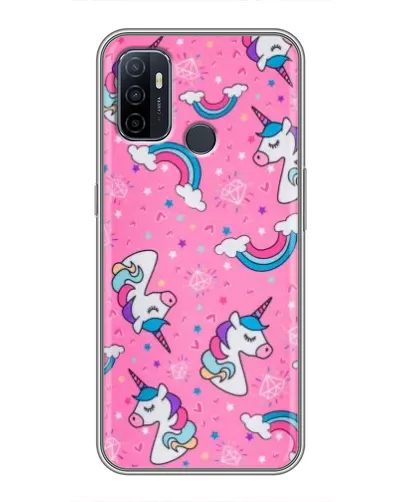 Чехол для OPPO A53 с картинкой «Unicorn паттерн розовый»