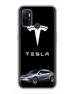 Чехол для OPPO A53 с картинкой «Tesla Model Y»