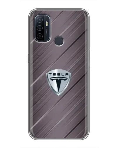 Чехол для OPPO A53 с картинкой «Металлическая текстура Tesla»