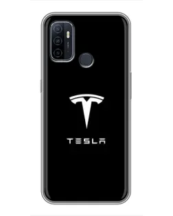 Чехол для OPPO A53 с картинкой «Tesla White Logo»