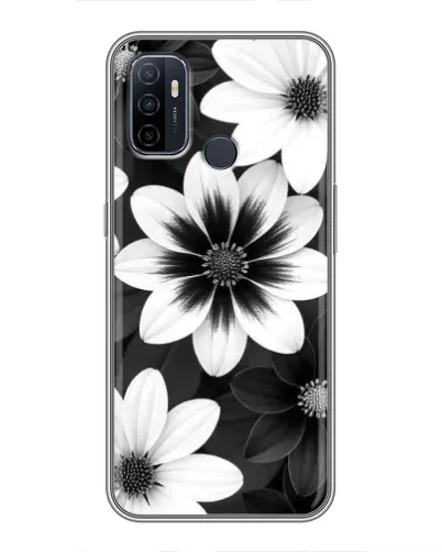 Чехол для OPPO A53 с картинкой «Монохромные астры»