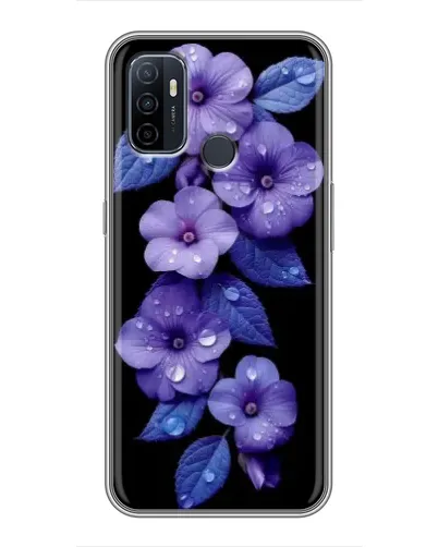 Чехол для OPPO A53 с картинкой «Фиолетовые цветы с росою»