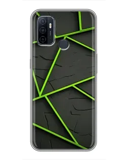 Чехол для OPPO A53 с картинкой «Зеленые геометрические линии» Чехол для OPPO A53 с картинкой «Зеленые геометрические линии»