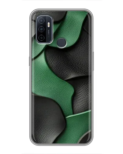 Чехол для OPPO A53 с картинкой «Зеленые кожаные волны»