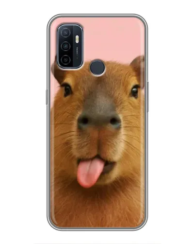 Чехол для OPPO A53 с картинкой «Капибара с языком»
