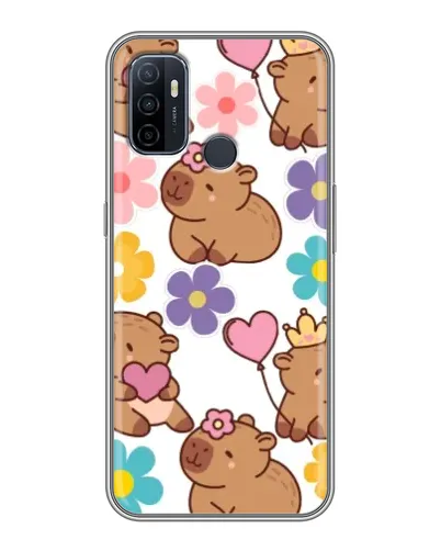 Чехол для OPPO A53 с картинкой «Цветочный паттерн капибар»