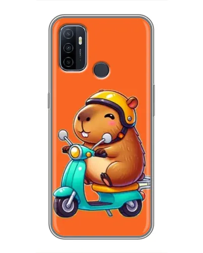 Чехол для OPPO A53 с картинкой «Капибара на скутере»