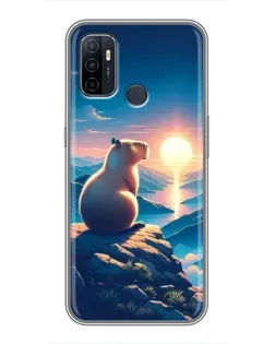 Чехол для OPPO A53 с картинкой «Закат солнца с капибарой»