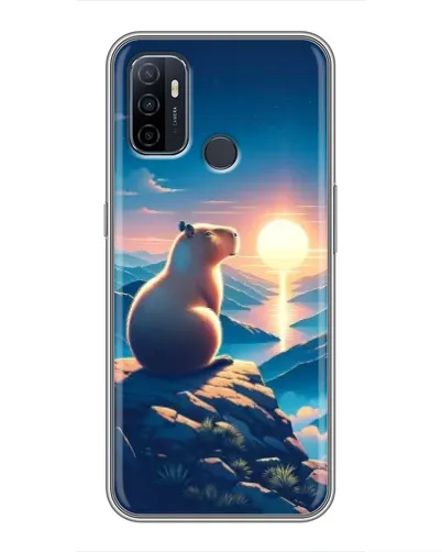 Чехол для OPPO A53 с картинкой «Закат солнца с капибарой»