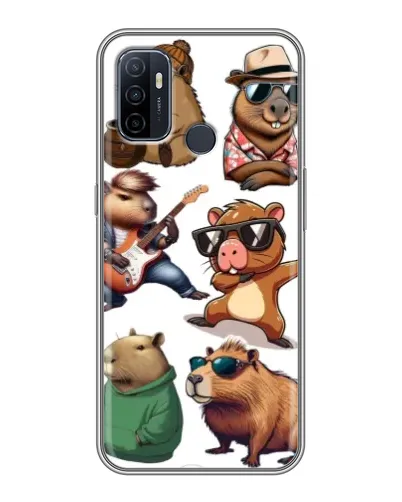 Чехол для OPPO A53 с картинкой «Крутые капибары музыканты»