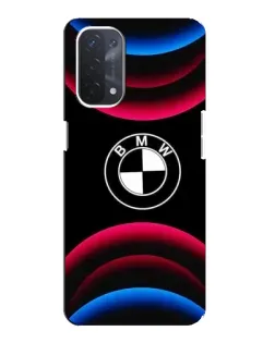 Чехол для OPPO A54 (5G) с картинкой «Логотип BMW и неоновые дуги»