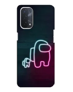 Чехол для OPPO A54 (5G) с картинкой «Among Us неон-арт»