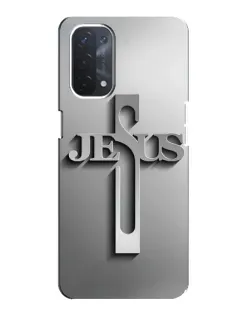 Чехол для OPPO A54 (5G) с картинкой «Металлический крест Jesus»