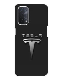Чехол для OPPO A54 (5G) с картинкой «Стальной логотип Tesla»