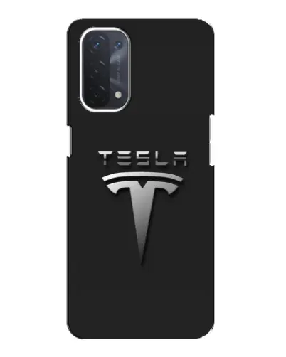 Чехол для OPPO A54 (5G) с картинкой «Стальной логотип Tesla»