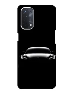 Чехол для OPPO A54 (5G) с картинкой «Фары Tesla Night»
