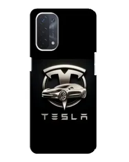 Чехол для OPPO A54 (5G) с картинкой «Tesla — серебристое авто»