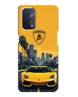 Чехол для OPPO A54 (5G) с картинкой «Желтый Lamborghini город»
