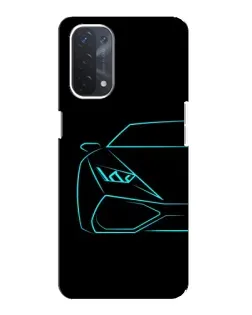 Чехол для OPPO A54 (5G) с картинкой «Голубой силуэт Lamborghini»