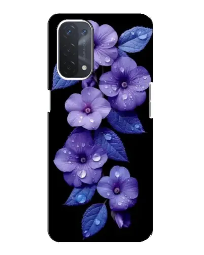 Чехол для OPPO A54 (5G) с картинкой «Фиолетовые цветы с росою»