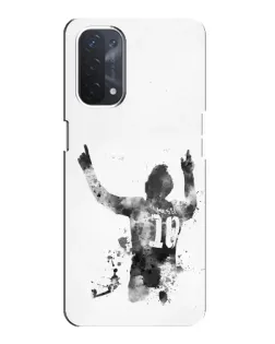 Чехол для OPPO A54 (5G) с картинкой «Черно-белый силуэт Месси»