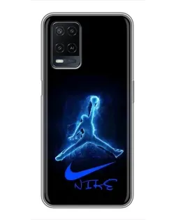 Чехол для OPPO A54 с картинкой «Jordan Neon Blue»