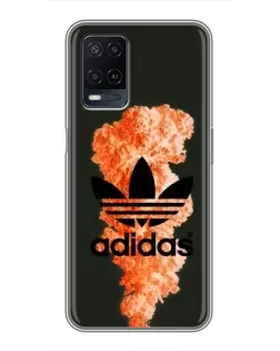 Чехол для OPPO A54 с картинкой «Оранжевый дым Adidas»