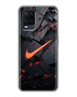 Чехол для OPPO A54 с картинкой «Nike — эффект разломов»
