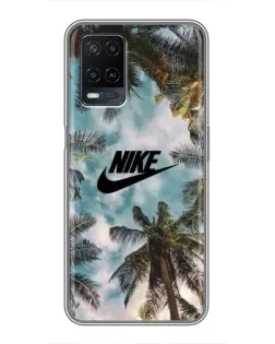 Чехол для OPPO A54 с картинкой «Тропический принт Nike»