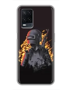 Чохол для OPPO A54 з картинкою «PUBG — вогняний силует»