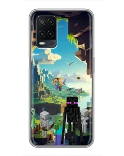 Чехол для OPPO A54 с картинкой «Эндермен в лесу»