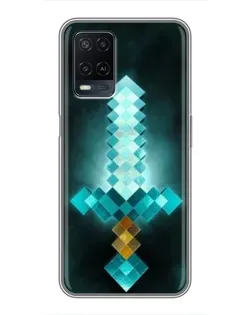 Чехол для OPPO A54 с картинкой «Алмазный меч неон»