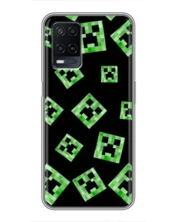 Чехол для OPPO A54 с картинкой «Паттерн с криперами»