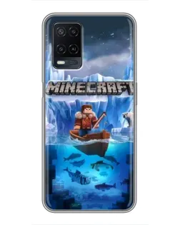 Чехол для OPPO A54 с картинкой «Minecraft ледяной мир»