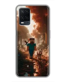 Чехол для OPPO A54 с картинкой «Стив в лесу»
