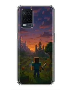 Чехол для OPPO A54 с картинкой «Стив у башни»