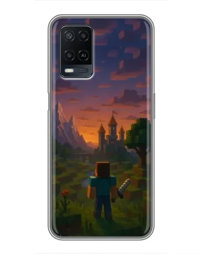 Чехол для OPPO A54 с картинкой «Стив у башни» Чехол для OPPO A54 с картинкой «Стив у башни»
