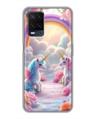 Чехол для OPPO A54 с картинкой «Радуга и единороги» Чехол для OPPO A54 с картинкой «Радуга и единороги»