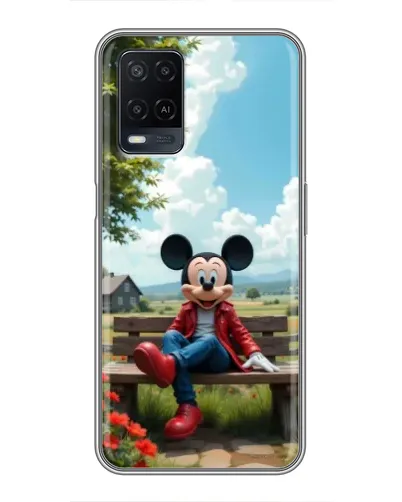 Чехол для OPPO A54 с картинкой «Микки на скамейке»