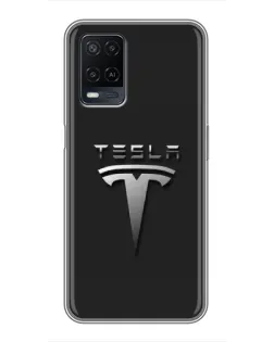 Чохол для OPPO A54 з картинкою «Сталевий логотип Tesla» Чохол для OPPO A54 з картинкою «Сталевий логотип Tesla»