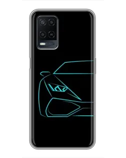 Чохол для OPPO A54 з картинкою «Блакитний силует Lamborghini»