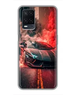 Чохол для OPPO A54 з картинкою «Lamborghini червоний дим»