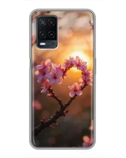 Чехол для OPPO A54 с картинкой «Розовый цвет сердце на фоне заката» Чехол для OPPO A54 с картинкой «Розовый цвет сердце на фоне заката»