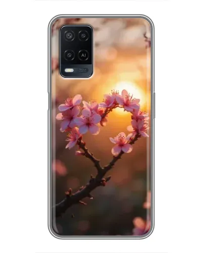 Чехол для OPPO A54 с картинкой «Розовый цвет сердце на фоне заката» Чехол для OPPO A54 с картинкой «Розовый цвет сердце на фоне заката»
