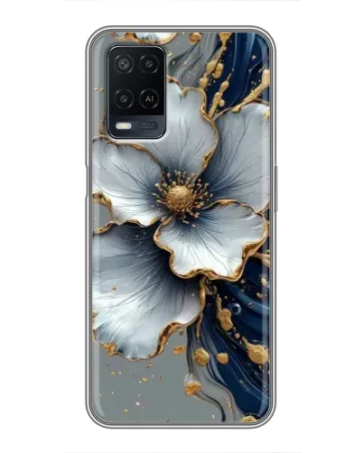 Чехол для OPPO A54 с картинкой «Белый цветок и золотой флюид» Чехол для OPPO A54 с картинкой «Белый цветок и золотой флюид»