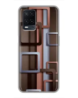 Чохол для OPPO A54 з картинкою «Коричневі об'ємні квадрати»