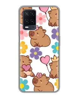 Чохол для OPPO A54 з картинкою «Квітковий паттерн капібар»