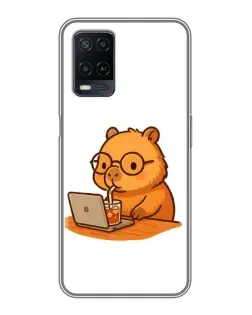 Чохол для OPPO A54 з картинкою «Капібара з ноутбуком»