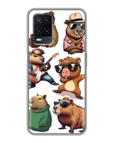 Чехол для OPPO A54 с картинкой «Крутые капибары музыканты»